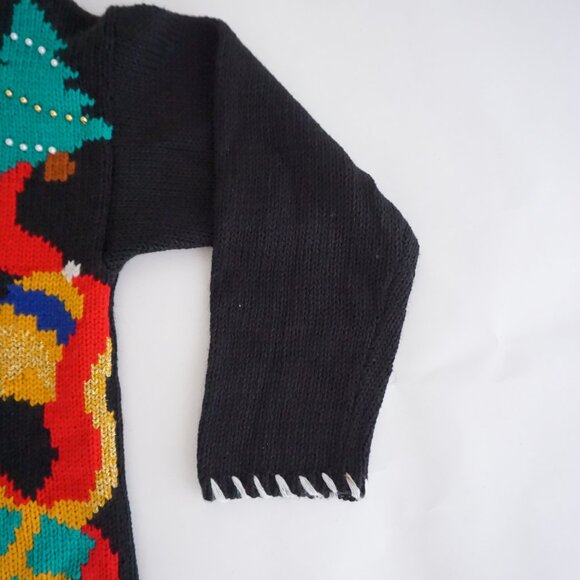 VTG Spice of Life Black Holiday Gingerbread Cardigan Cotton Festive Grandma S/P - Picture 4 of 11